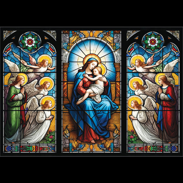 Stained Glass Madonna with Angels<p style="color_gold">LUXURY RANGE